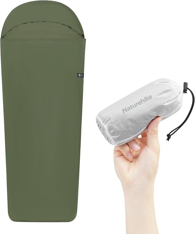Naturehike 4.5oz Ultralight Washable Sleeping Bag Liner, Lightweight Adult Sleep Sack & Travel Sheets for Backpacking