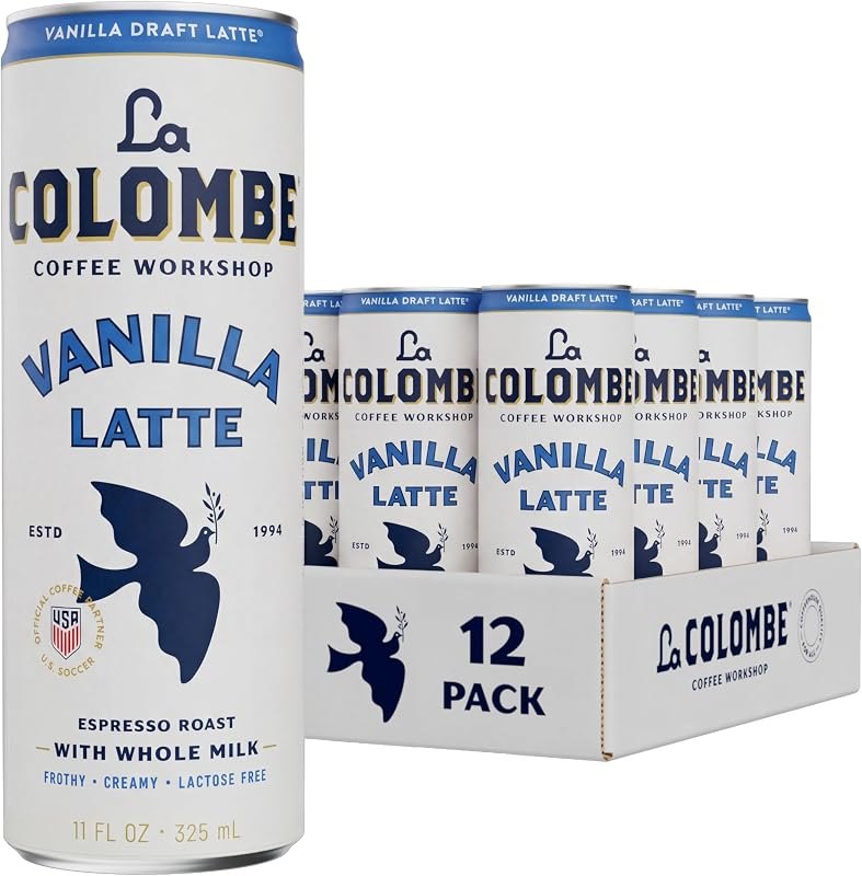 La Colombe Coffee, Vanilla Draft Latte, 11 fl oz Cans (Pack of 12), Coffeehouse Quality Cold Brew, Specialty Grade