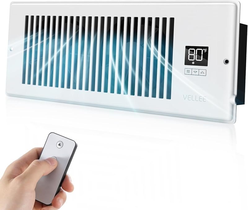 VELLEE Quiet Register Booster Fan Fits Duct Opening 4" x 12" (White)