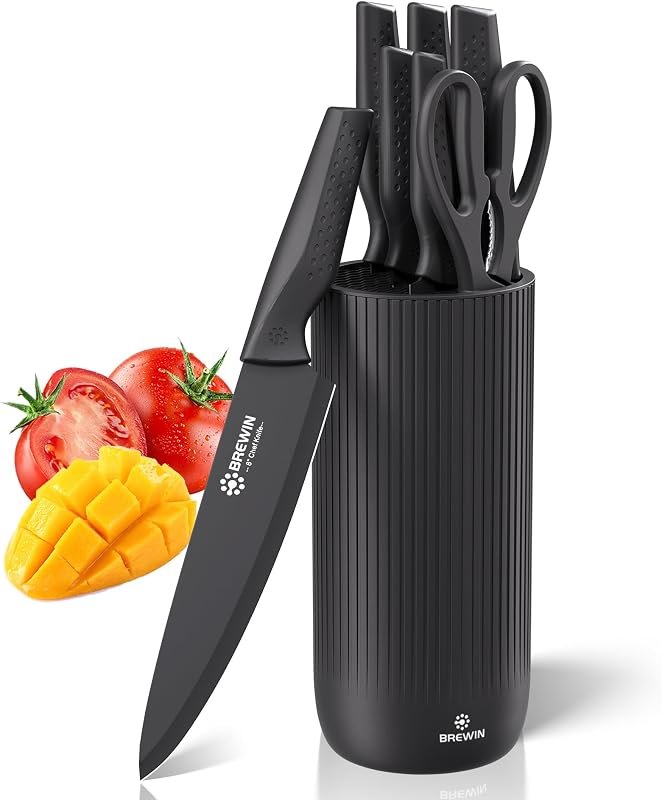 Knife Set, Brewin Kitchen Knife Set, Knives Set for Kitchen, Universal Knife Block, Utility Knife Block Set, New Home