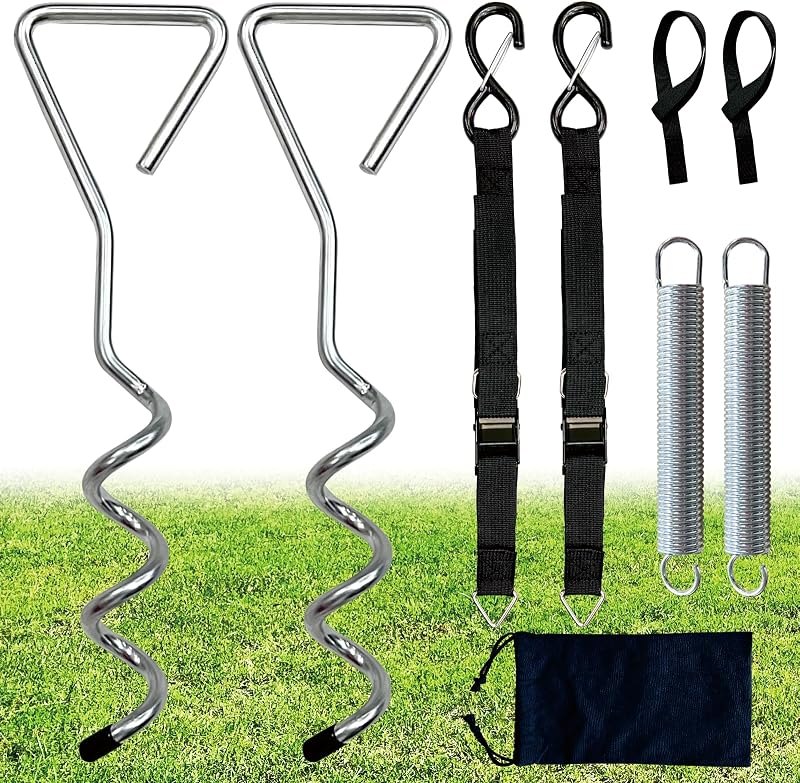 Dulepax RV Awning Tie Down Kit, Heavy Duty RV Awning Anchor Kit, Camper Awning Anchors Accessories Set, Include Shock
