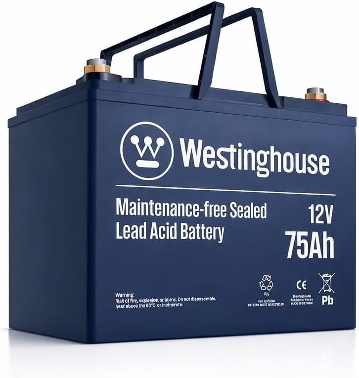 Westinghouse 12V 75Ah AGM Sump Pump Battery, Replacement Battery for Battery Backup Sump Pump Systems