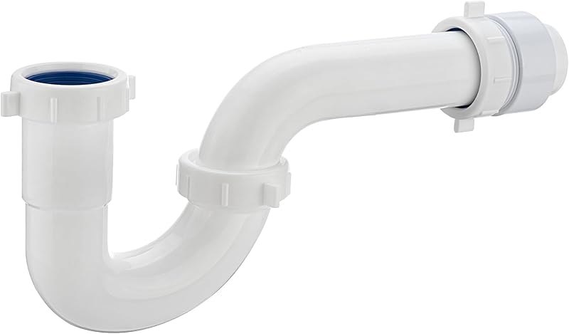 (1 Pack) Yariwiz White P Trap 1 1/2 Inch for Bathroom Kitchen Sink Drain Pipe Tubular Kit with White Threaded Adapter