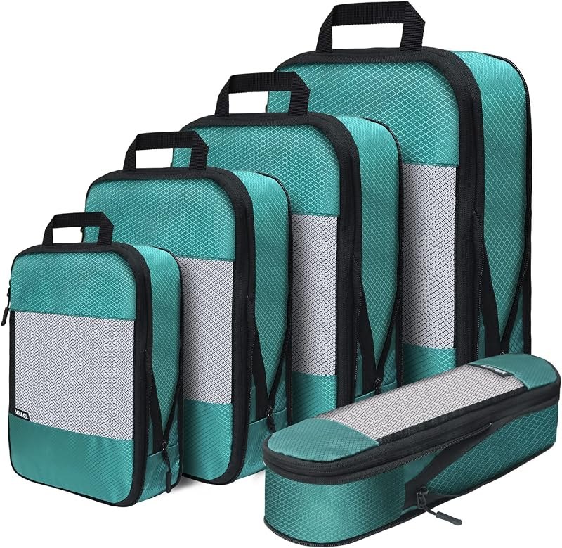 Compression Packing Cubes for Suitcases,5 Set Travel Essentials, Lightweight Luggage Organizer Bags, Travel Cubes for