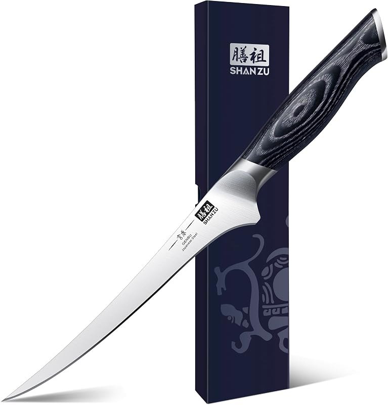 SHAN ZU 7 Inch Fillet Knife, Japanese Super Steel Boning Knife — filet knife heavy duty for filet knife under 30 budget