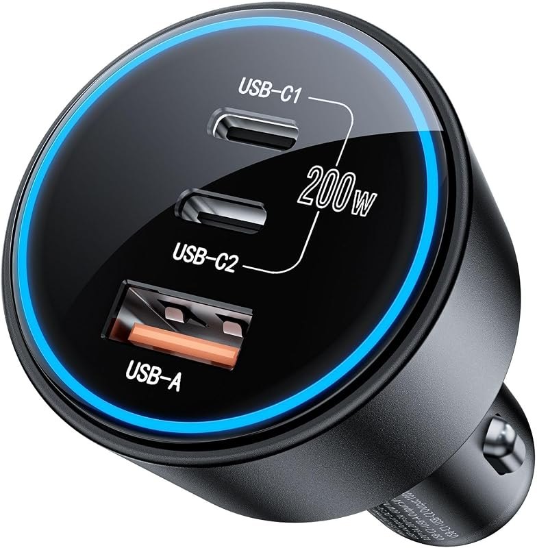 USB C Car Charger Fast Charging 200W, Dual PD 100W Type C Car Charger， — charger for best car organizer best rated