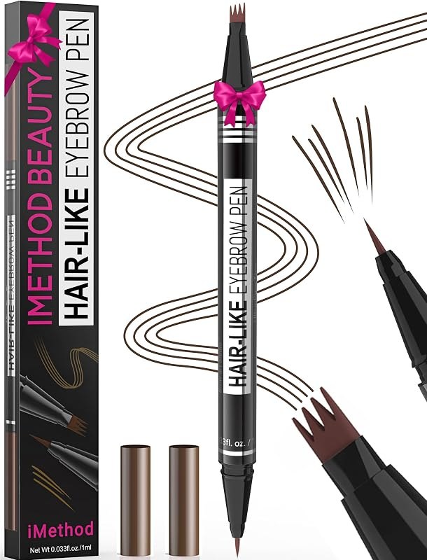 iMethod Microblading Eyebrow Pen - Eyebrow Pencil Magical 2-in-1 Dual-Ended Eye Brow Pencils for Women with 4-Fork-Tip