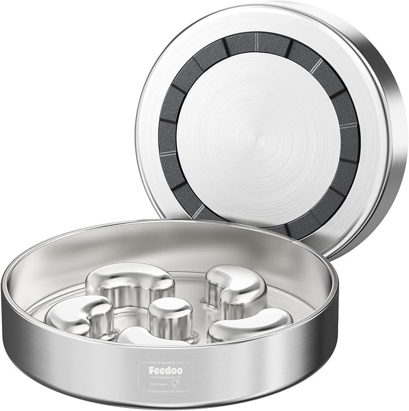 Feedoo Slow Feeder Dog Bowl-2Cups for Medium Breeds, Double Wall Food-Grade Stainless Steel, Heavy Duty with Non-Slip