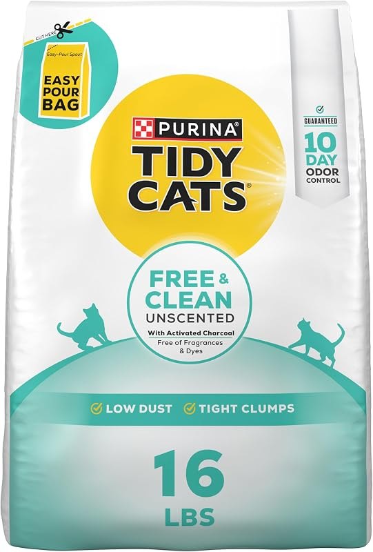 Purina Tidy Cats Free and Clean Unscented Clumping Cat Litter, 16 lb Bag — clumping for best cat litter box best rated