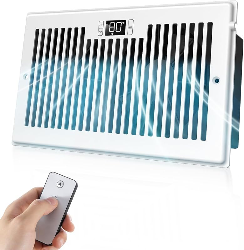 VELLEE Quiet Register Booster Fan Fits Duct Opening 6" x 10" (White) — register booster fan kit for register booster