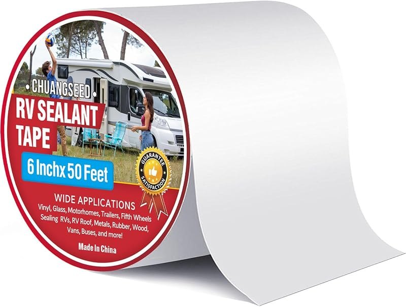 CHUANGSEED RV Roof Tape White, 6 Inch X 50 Feet, Sealant Patch Repair for Camper, Trailer, Stop Leaks, UV-Resistant
