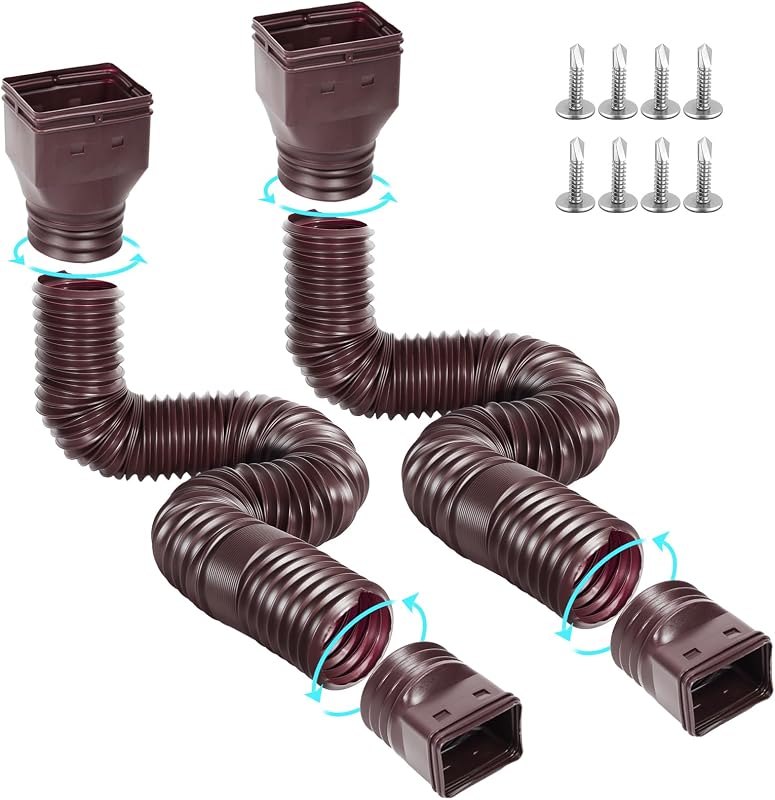 Gutterlix 2 Pack Flexible Gutter Downspout Extensions Extendable from 21" to 67", Downspout Extender Comes with