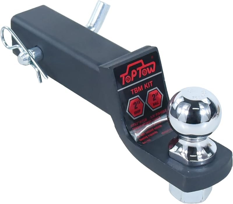 TOPTOW 2" Drop Trailer Hitch Ball Mount Kit with 2" Trailer Ball and 5/8" Hitch Pin, Fits 2" Hitch Receiver, Matte