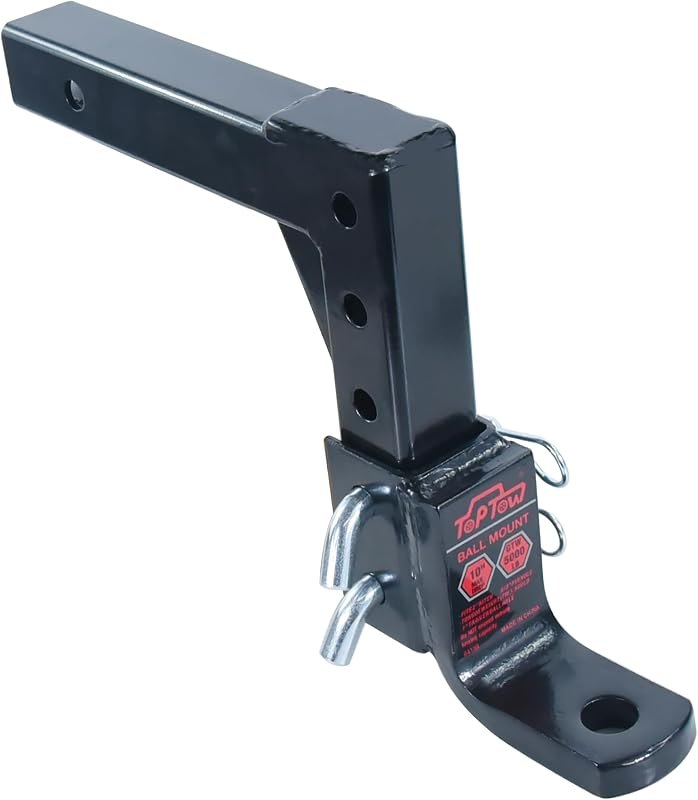 TOPTOW 64189 AdjustableTrailer Hitch Ball Mount with 5/8 inch Hitch Pin, 10 inch Drop Max, Fits 2 inch Hitch Receiver