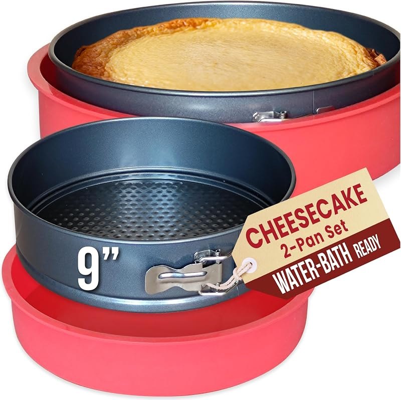 Spring Form Pan for Cheesecake, 9 Inch with Leakproof Silicone Sleeve — Baking no leak for best Baking