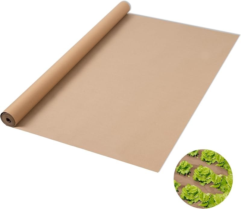 4 x 50 Ft Heavy Duty Biodegradable Kraft Paper Weed Barrier — cardboard weed barrier for landscape fabric under 30