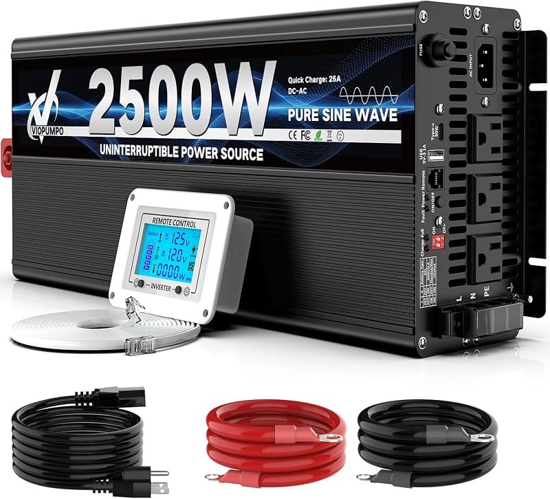 2500 Watt Sump Pump Backup Battery System, Automatic Switching to Battery Inverter Power, Professional Backup System