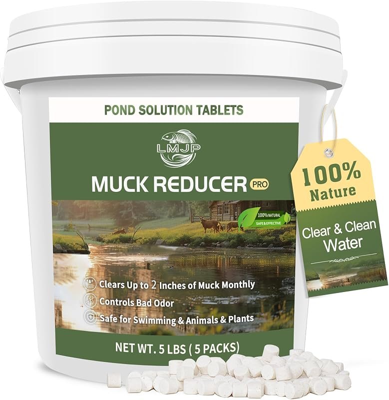 LMJP Muck Reducer for Ponds, Sludge Solution, Away Muck & Odor Control, 5LB — sludge remover pond for pond beneficial
