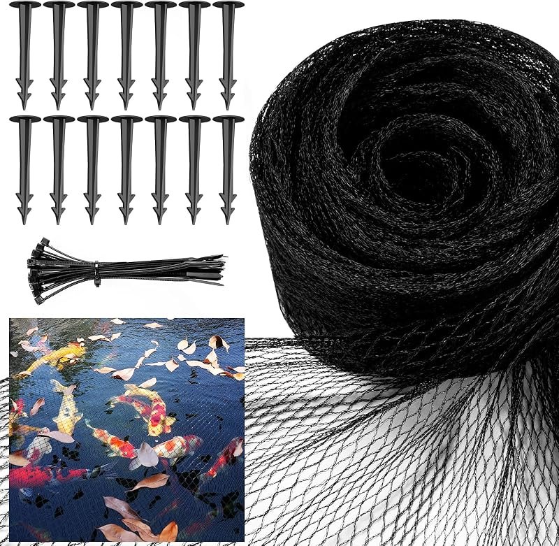 Pond Netting Cover for Leaves, 15 x 20 Koi Pond Net Cover, Durable & Sturdy Pond Netting for Koi Ponds, Protect Koi