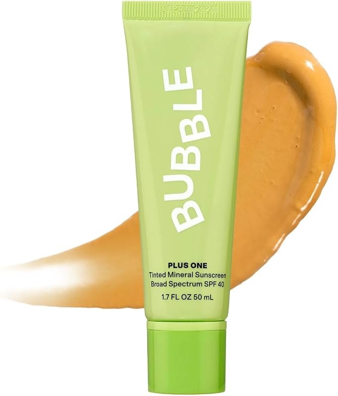 Bubble Skincare Daily Mineral Sunscreen Broad Spectrum SPF 40 - Tinted Sunscreen for Face with Zinc Oxide & Omega 3