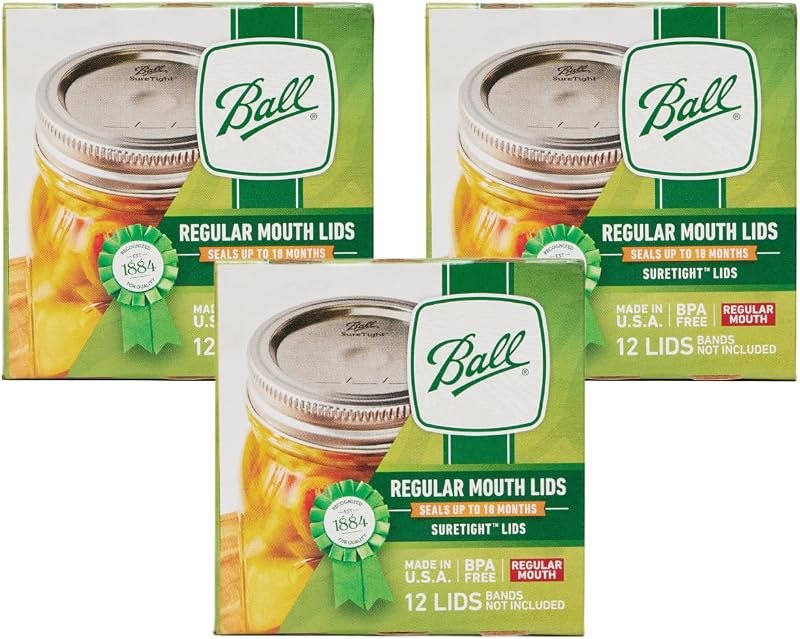 Ball Mason Jar Lids, Regular Mouth, 12 CT (Pack of 3) — best mason jar lids regular mouth for mason jar lids regular