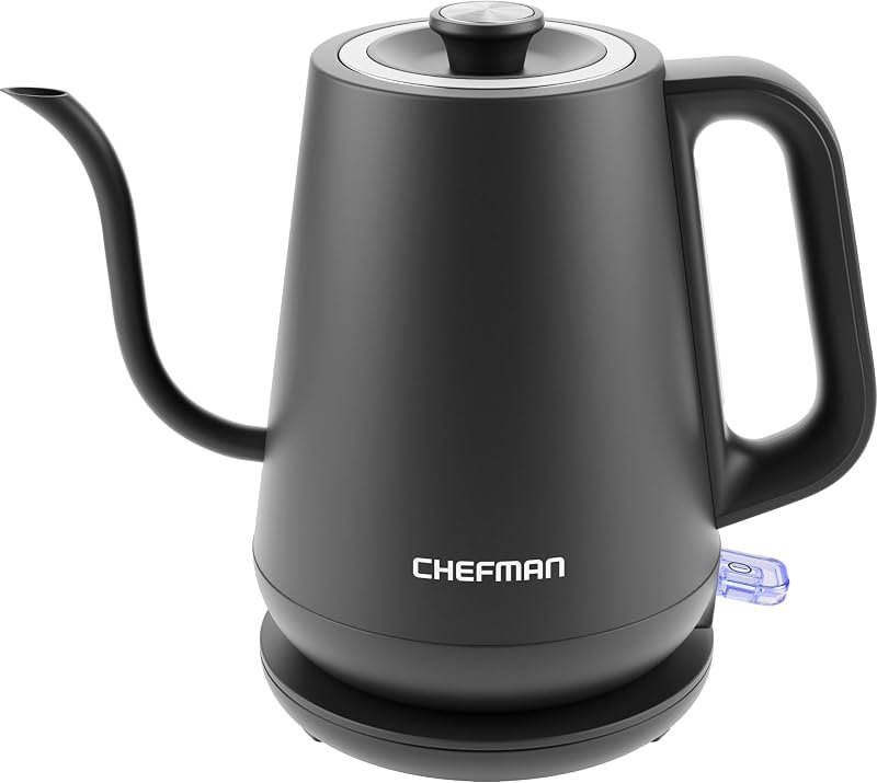 Chefman Gooseneck Electric Kettle, 0.8L Pour Over Tea Kettle for Coffee and Tea, One-Touch Operation, Boil-Dry