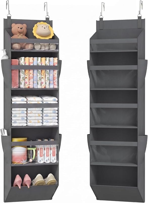 Lifewit 1 Pack Over the Door Organizer 5 Section Hanging Storage, Dark Gray — best over the door organizer for over