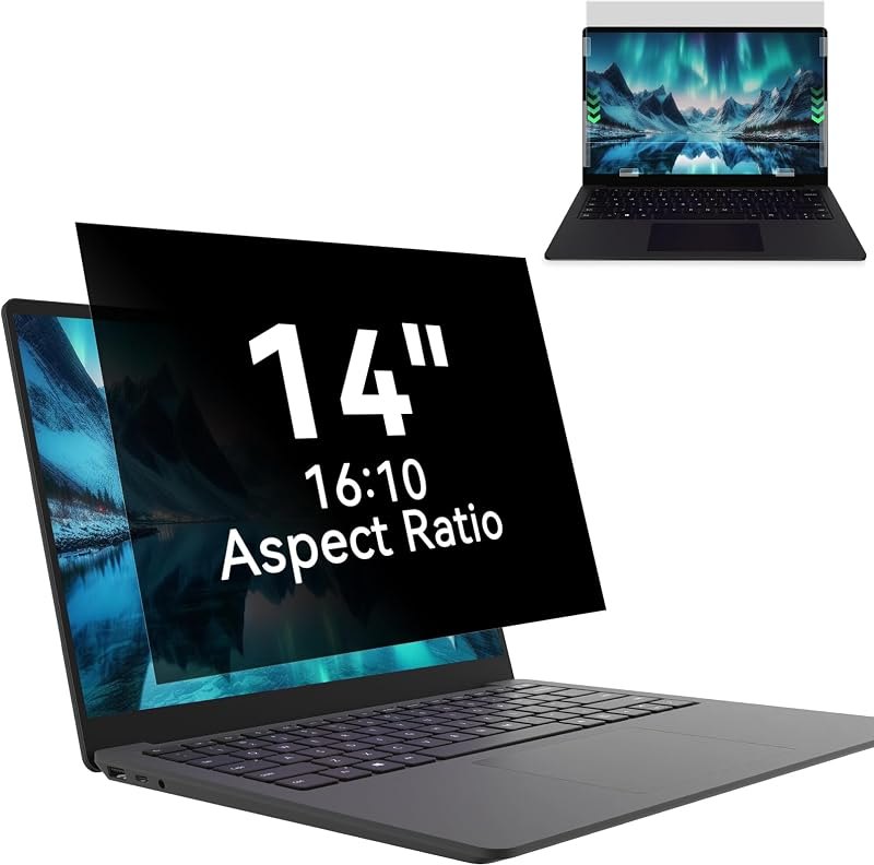 Laptop Privacy Screen 14 Inch, Laptop Screen Privacy Shield 16:10 Aspect Ratio Anti-Glare Blue Light Computer Monitor