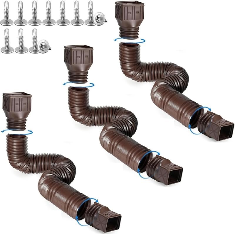 3 pack Flexible Rain Gutter Downspout Extensions,Drain Downspout Extender,Gutter Extension Flexible,Down Spout Drain