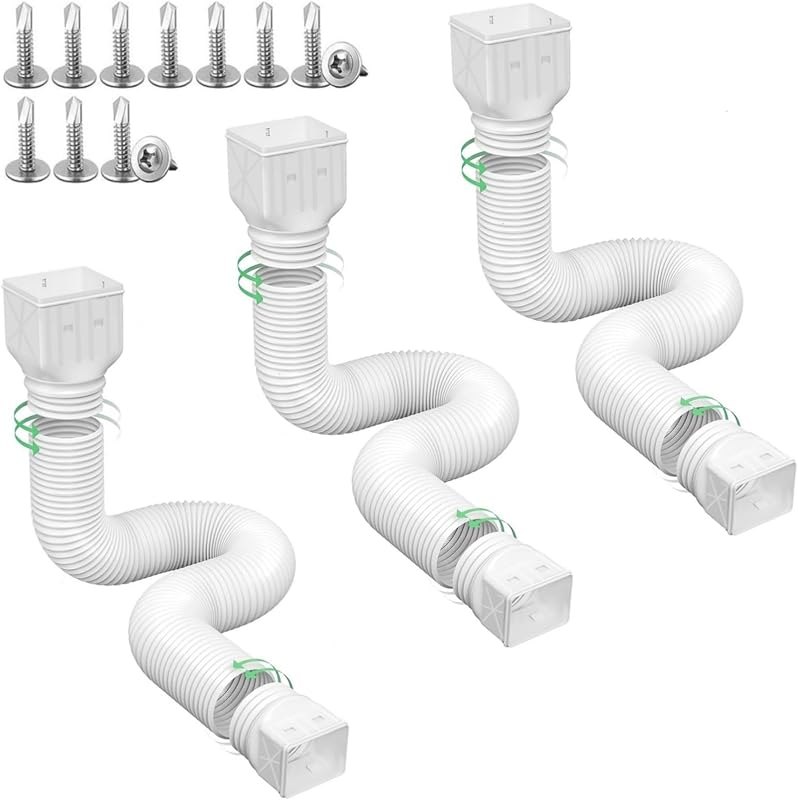 3 pack Flexible Rain Gutter Downspout Extensions,Drain Downspout Extender,Gutter Extension Flexible,Down Spout Drain