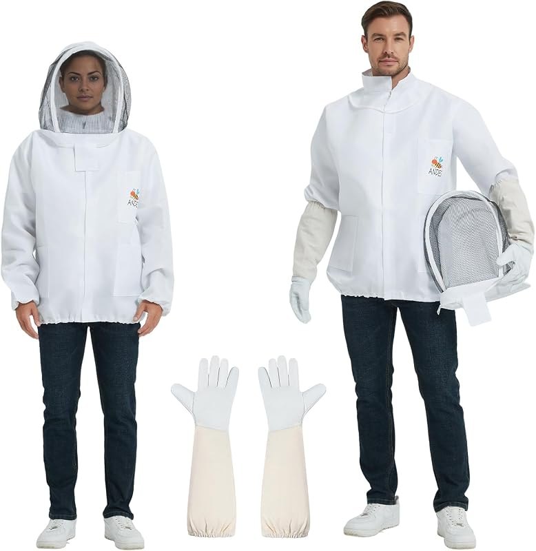ANDES Sting Proof Bee & Wasp Jacket with Veil & Gloves, Size M — beekeeper jacket for bee suit with veil under 30 budget