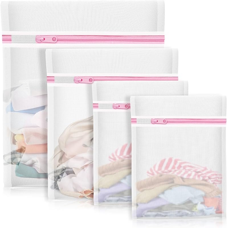 4Pcs Mesh Laundry Bags, Lingerie Bags for Washing Delicates,Mesh Wash Bags for Toy Storage & Cleaning, Travel Storage