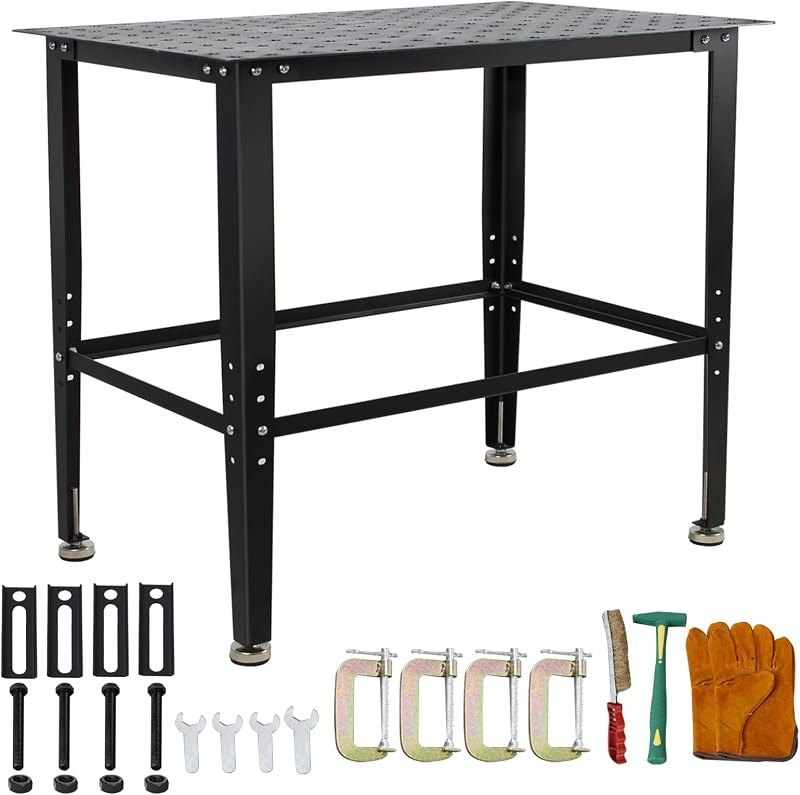 Welding Table, 36" x 24" Welding Table Top,0.12'' Thick Welding Work Bench with 5/8" Fixture Holes & Tools