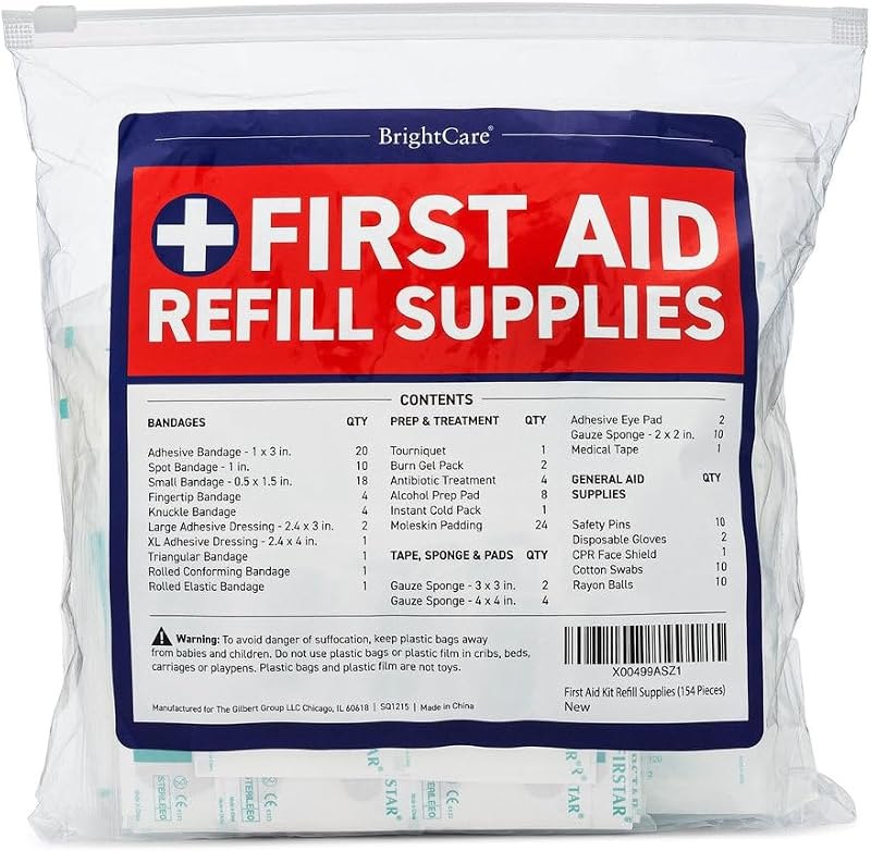 First Aid Kit Refill Supplies - 154 Piece First Aid Restock & Replacement Pack — first aid kit refill amazon for first