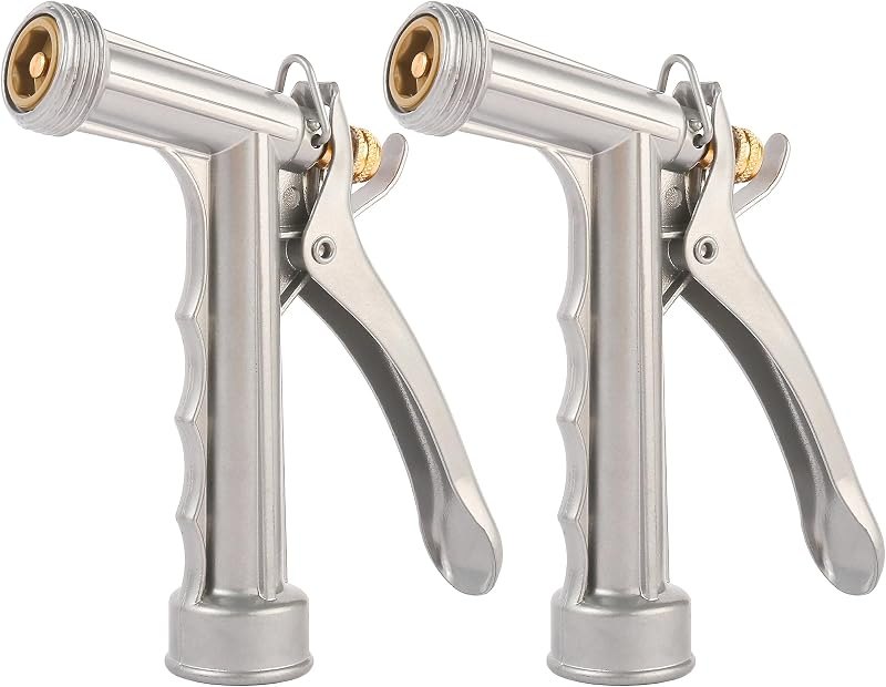 Garden Hose Nozzle, Water Hose Sprayer Nozzle with Threaded Front — metal hose nozzle pack for metal hose nozzle under