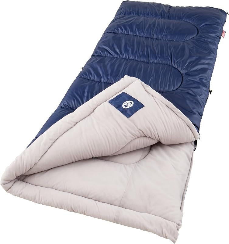 Coleman Brazos 20/30°F Adult Cool-Weather Sleeping Bag with No-Snag Zipper & Stuff Sack, Machine Washable — sleeping