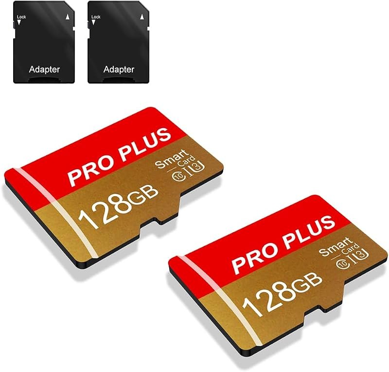 2 Pack TF Card 128GB with Adapter, High Speed Memory Card, UHS-I C10 A1 Memory TF Card for Tablet/Mobile