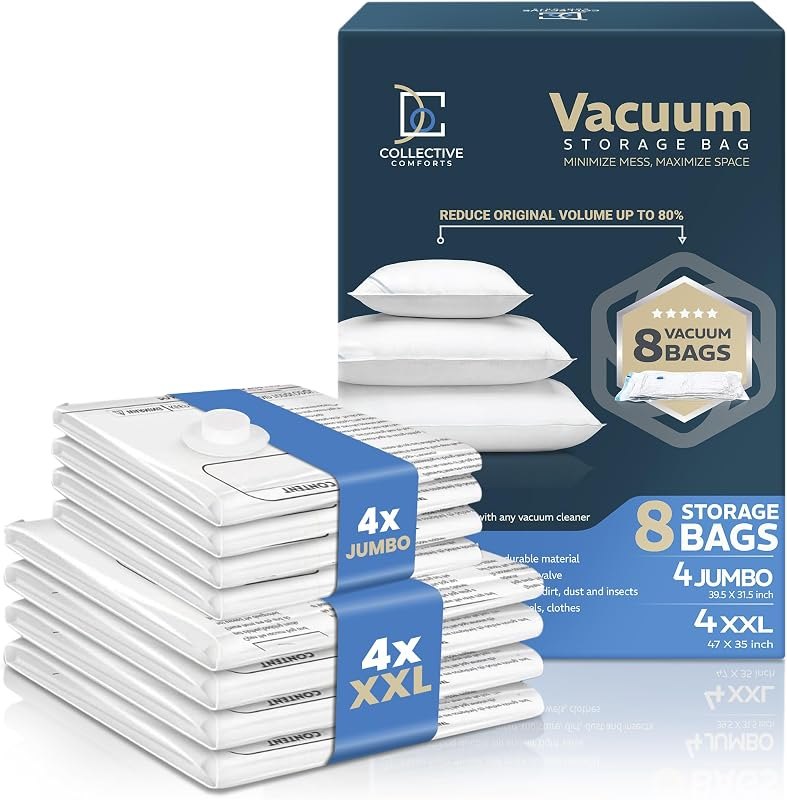 8 Pack XXL & Jumbo Space Saver Vacuum Storage Bags — vacuum storage bags amazon for vacuum storage bags durable heavy