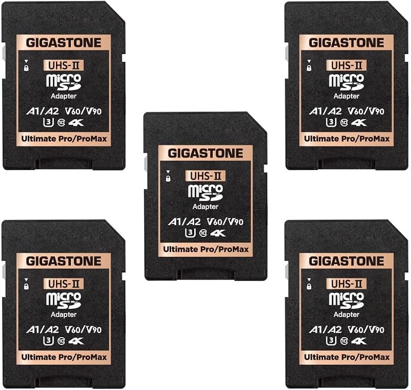GIGASTONE UHS-II MicroSD to SD Memory Card Adapter, Camera Ultimate Adapter 5-Pack — adapter for best microSD card