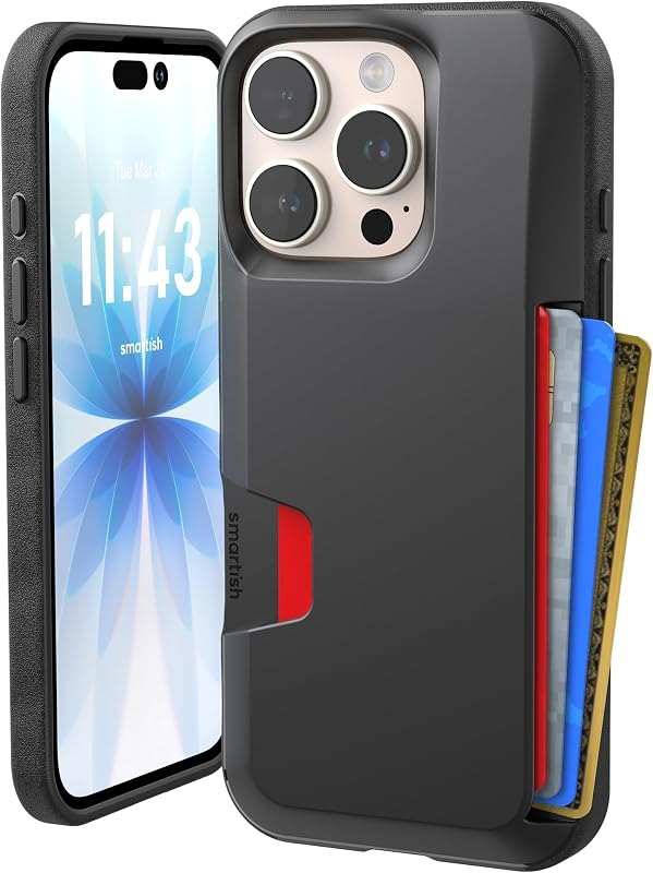 Smartish iPhone 16 Pro Wallet Case, Card Holder, Wallet Slayer Vol 1, Black — wallet case for iphone pro accessories