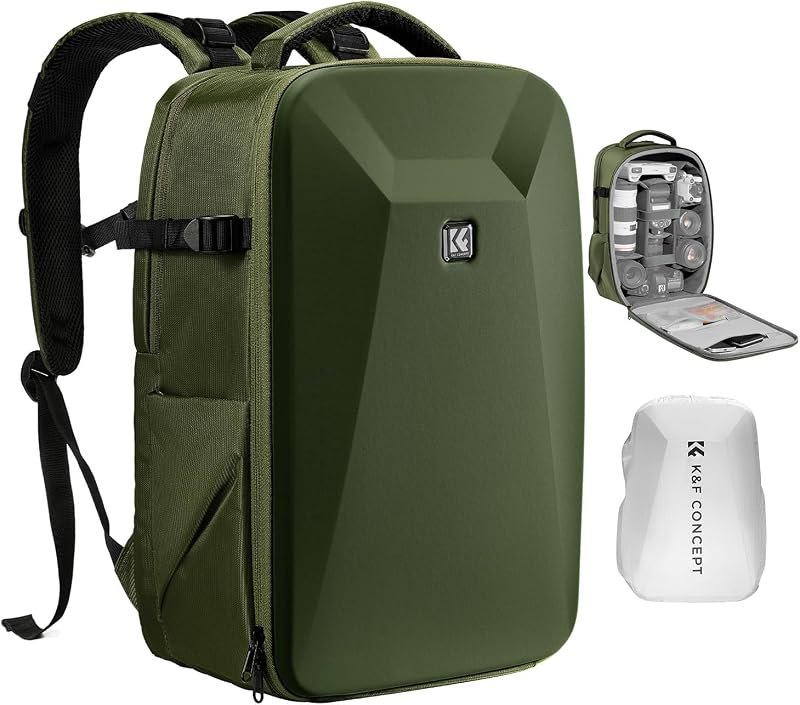 K&F CONCEPT Camera Backpack,Hardshell Photography DSLR Camera Bag — bag for best beginner mirrorless camera best rated