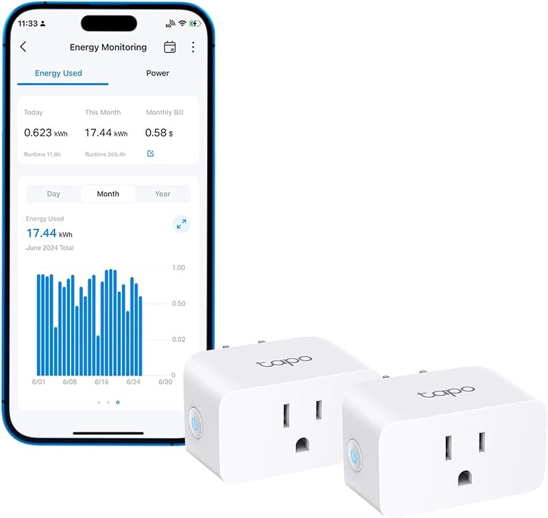 Tapo Smart Plug Wi-Fi, Energy Monitoring, P115(2-Pack), 15A — energy monitor for best smart plug best rated