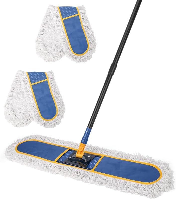 24" Commercial Dust Mop for Floor Cleaning,Heavy Duty Floor Duster, Blue — Cloths, mops, and cleaners that do t for