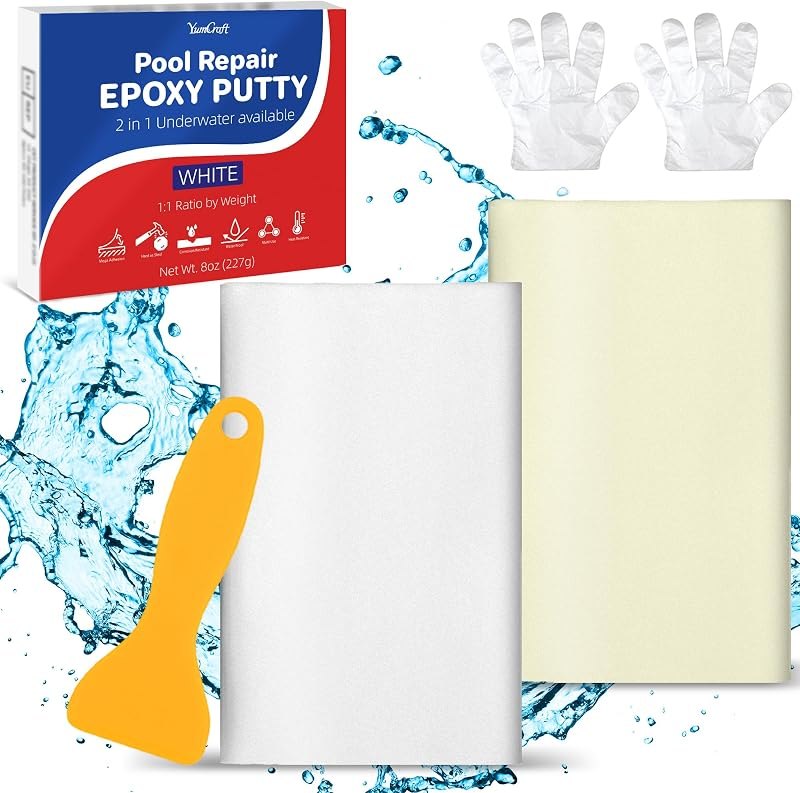 Epoxy Putty 8oz / 227g White 2‑Part Repair Clay for Pool & Plumbing Repairs Fix leaks, cracks & holes; works