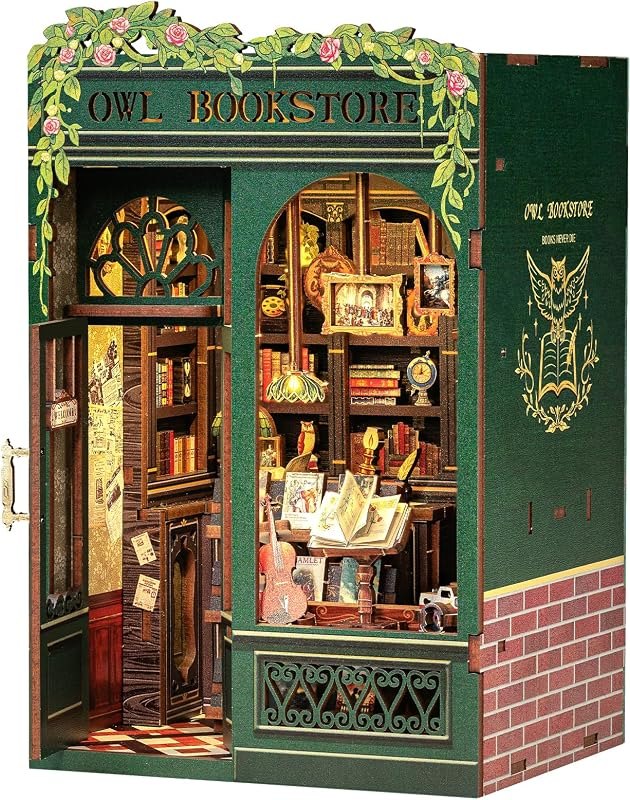 CUTEBEE Book Nook Kit - DIY Miniature House Kit for Adults, Teens and Beginners, Dollhouse Booknook Library Tiny House