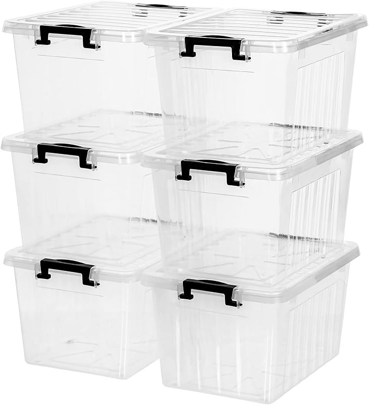 Citylife 22 Quart Clear Plastic Storage Bins with Lids 6-Pack — clear storage bins with lids pack for clear storage