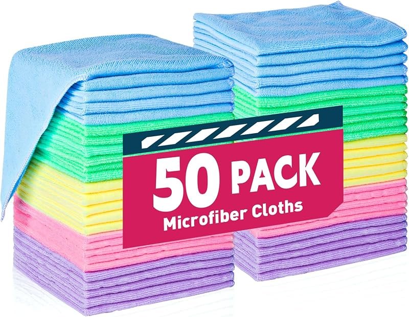 TEAWOO Microfiber Cleaning Cloths-50 Pack, Microfiber Towels Bulk — microfiber cleaning cloth pack for microfiber