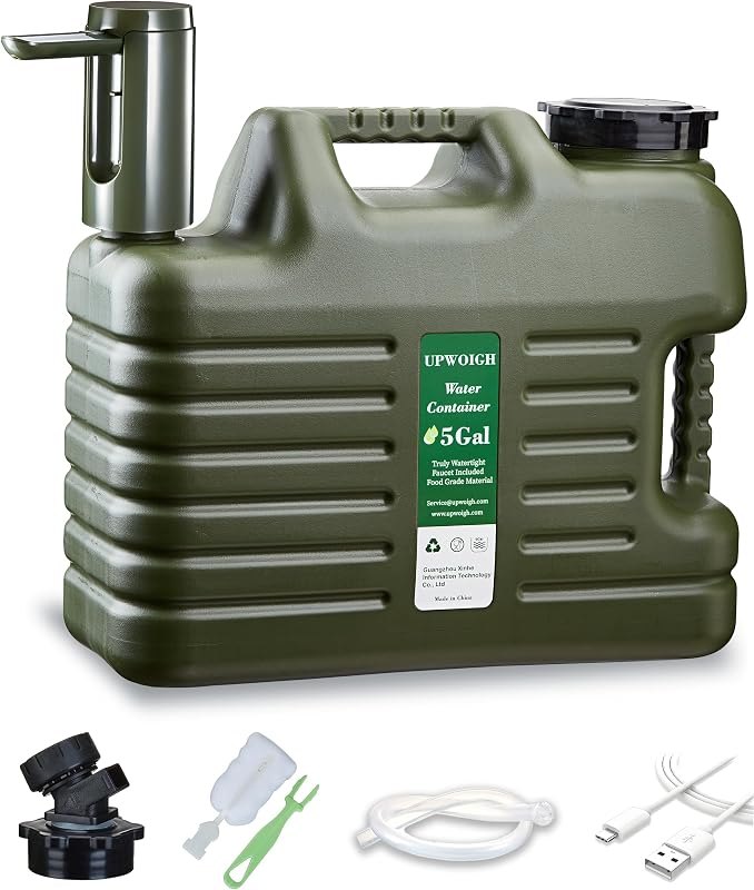 UPWOIGH 5 Gallon Water Jug with Rechargeable Touch Pump — Off Grid no leak for off grid