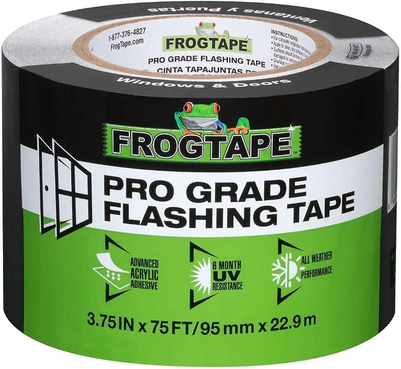 FrogTape Pro Grade Flashing Tape for Windows & Doors, 3.75 Inch Width - 75 Foot Roll, All Weather & UV Resistant