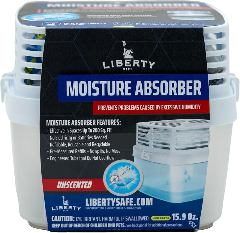 Liberty Safe Humydry Moisture Absorber Dehumidifier - Protects Valuables from Moisture Damage in Gun Safe - Rust